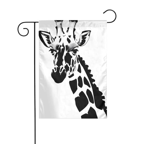 WHJSHOP Schwarz-weißes Giraffenbild, Gartenflagge, Hofdekoration, 30,5 x 45,7 cm, dick, langlebig von WHJSHOP