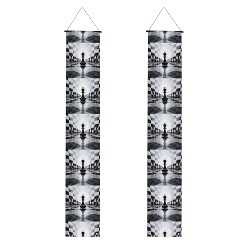 WHJSHOP Schwarz-weißes Schachbrett-Banner mit Schachbrettdruck, robust, langlebig, waschbar und wiederverwendbar, Abschlussdekoration, 30,5 x 180 cm von WHJSHOP