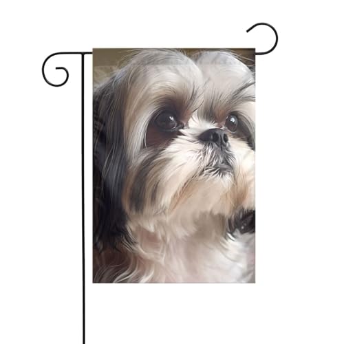 WHJSHOP Shih Tzu Hundebild, Gartenflagge, Hofdekoration, 30,5 x 45,7 cm, dick, langlebig von WHJSHOP