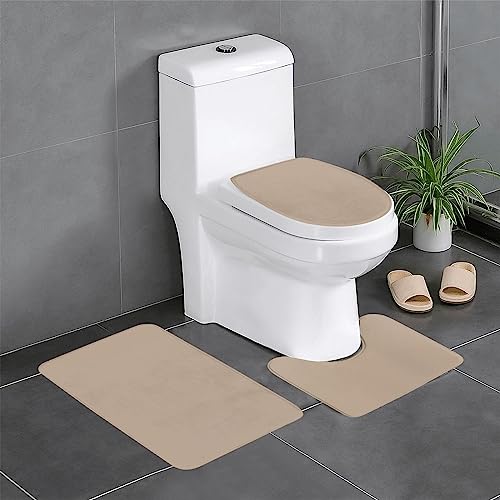WHJSHOP rutschfeste Bodenmatte, 3er-Set, einfarbig, hellbrauner Druck, U-förmige WC-Bodenmatte, fest befestigt, saugfähig und langlebig, dick und bequem WHJSHOP rutschfeste Bodenmatte, 3er-Set, einfarbig, hellbrauner Druck, U-förmige WC-Bodenmatte, fest befestigt, saugfähig und langlebig, dick und bequem von WHJSHOP