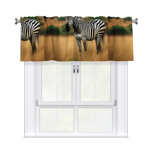 WHJSSF Afrika Grassland Zebra Druck Vorhang mit kurzer Stange, 137,2 x 45,7 cm, für Küche, Bad, Waschküche und Studio-Fenster, mit Lichtfilterung WHJSSF Afrika Grassland Zebra Druck Vorhang mit kurzer Stange, 137,2 x 45,7 cm, für Küche, Bad, Waschküche und Studio-Fenster, mit Lichtfilterung von WHJSSF