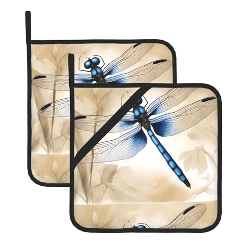 WHJSSF Art Blue Libellen-Drucke, quadratisch, isoliert, 2-teilig, dick, langlebig, für Wärmeisolierung für Mikrowelle, Backofen und Grillen im Freien WHJSSF Art Blue Libellen-Drucke, quadratisch, isoliert, 2-teilig, dick, langlebig, für Wärmeisolierung für Mikrowelle, Backofen und Grillen im Freien von WHJSSF