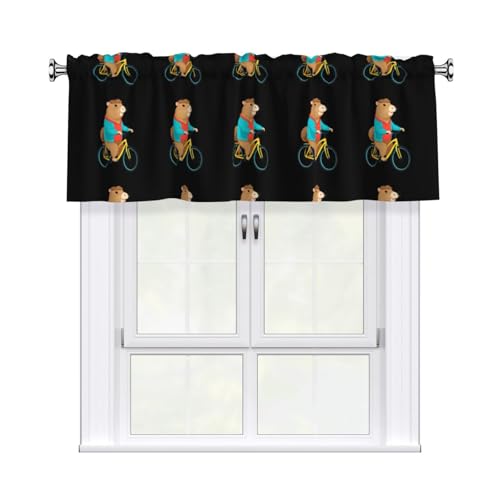 WHJSSF Capybara Fahrradvorhang mit kurzer Stange, 137,2 x 45,7 cm, für Küche, Bad, Waschküche und Studio-Fenster, mit Lichtfilterung WHJSSF Capybara Fahrradvorhang mit kurzer Stange, 137,2 x 45,7 cm, für Küche, Bad, Waschküche und Studio-Fenster, mit Lichtfilterung von WHJSSF
