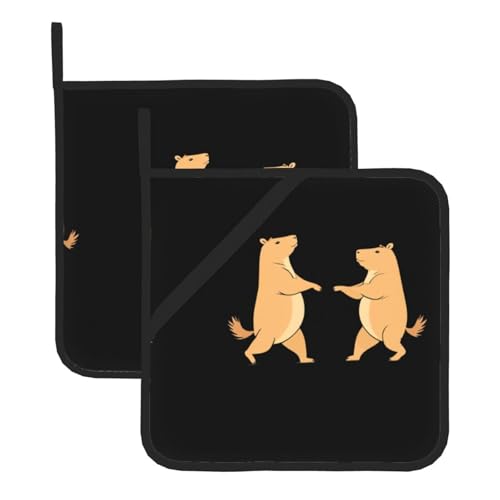 WHJSSF Capybaras tanzende Hand in Hand Prints Quadratische isolierte Topfmatte, 2-teilig, dick, langlebig, für Wärmeisolierung für Mikrowelle, Backofen und Grillen im Freien WHJSSF Capybaras tanzende Hand in Hand Prints Quadratische isolierte Topfmatte, 2-teilig, dick, langlebig, für Wärmeisolierung für Mikrowelle, Backofen und Grillen im Freien von WHJSSF