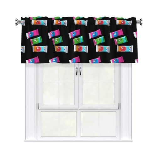 WHJSSF Cartoon-Vorhang mit kurzer Stange, 137,2 x 45,7 cm, für Küche, Bad, Waschküche und Studio-Fenster, mit Lichtfilterung WHJSSF Cartoon-Vorhang mit kurzer Stange, 137,2 x 45,7 cm, für Küche, Bad, Waschküche und Studio-Fenster, mit Lichtfilterung von WHJSSF