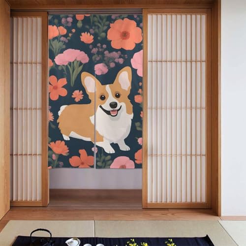 WHJSSF Corgi Türvorhang mit Blumenmuster, bedruckt, Trennwand, Privatsphäre, geeignet für Küche, Bad, Zimmer, 86,4 x 142,2 cm WHJSSF Corgi Türvorhang mit Blumenmuster, bedruckt, Trennwand, Privatsphäre, geeignet für Küche, Bad, Zimmer, 86,4 x 142,2 cm von WHJSSF