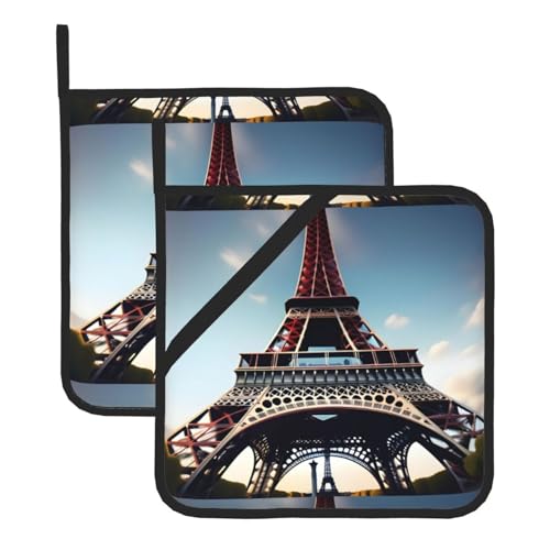 WHJSSF Eiffelturm Love Paris Prints Quadratische Isolations-Topfmatte, 2 Stück, dick und langlebig, mit Umhängeband, für Mikrowelle, Backofen, Grillen im Freien WHJSSF Eiffelturm Love Paris Prints Quadratische Isolations-Topfmatte, 2 Stück, dick und langlebig, mit Umhängeband, für Mikrowelle, Backofen, Grillen im Freien von WHJSSF
