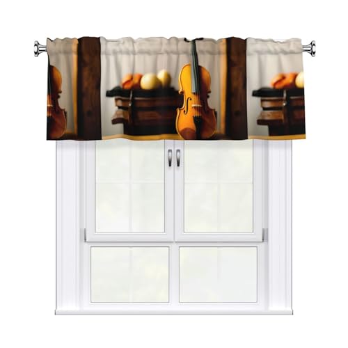 WHJSSF Ein Vorhang mit Violinen-Druck und kurzer Stange, 137,2 x 45,7 cm, für Küche, Bad, Waschküche und Studio-Fenster, mit Lichtfilterung WHJSSF Ein Vorhang mit Violinen-Druck und kurzer Stange, 137,2 x 45,7 cm, für Küche, Bad, Waschküche und Studio-Fenster, mit Lichtfilterung von WHJSSF