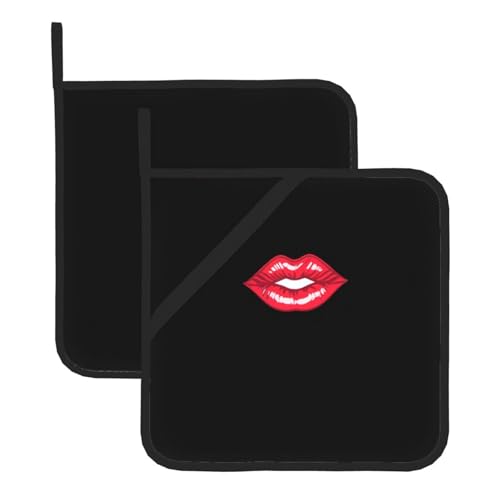 WHJSSF Glänzende Lippenstift-Drucke, quadratisch, isoliert, 2-teilig, dick, langlebig, für Wärmeisolierung für Mikrowelle, Backofen und Grillen im Freien von WHJSSF