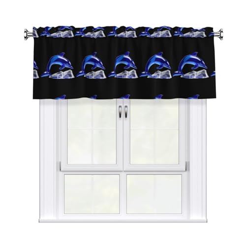 WHJSSF Glas-Kristall-Delfin-Druck, Vorhang mit kurzer Stange, 137,2 x 45,7 cm, für Küche, Bad, Waschküche und Studio-Fenster, mit Lichtfilterung WHJSSF Glas-Kristall-Delfin-Druck, Vorhang mit kurzer Stange, 137,2 x 45,7 cm, für Küche, Bad, Waschküche und Studio-Fenster, mit Lichtfilterung von WHJSSF