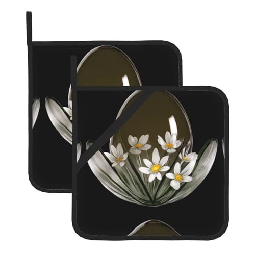 WHJSSF Glas-Kristall-Eierblumen-Drucke, quadratisch, isoliert, 2-teilig, dick, langlebig, für Wärmedämmung, für Mikrowelle, Backofen und Grillen im Freien von WHJSSF