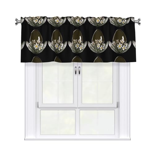 WHJSSF Glas-Kristall-Vorhang mit Ei-Blumen-Druck, mit kurzer Stange, 137,2 x 45,7 cm, für Küche, Bad, Waschküche und Studio-Fenster, mit Lichtfilterung von WHJSSF