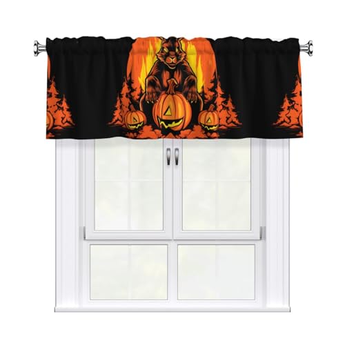 WHJSSF Halloween-Vorhang mit Hasen-Druck, mit kurzer Stange, 137,2 x 45,7 cm, für Küche, Bad, Waschküche und Studio-Fenster, mit Lichtfilterung von WHJSSF