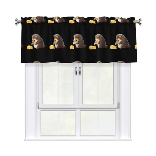 WHJSSF Igel essender Käse-Vorhang mit kurzer Stange, 137,2 x 45,7 cm, für die meisten Standard- oder dekorativen Gardinenstangen, für Küchen, Badezimmer, Waschküchen WHJSSF Igel essender Käse-Vorhang mit kurzer Stange, 137,2 x 45,7 cm, für die meisten Standard- oder dekorativen Gardinenstangen, für Küchen, Badezimmer, Waschküchen von WHJSSF