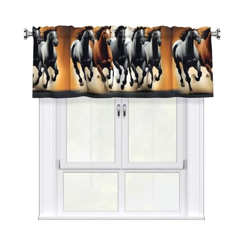 WHJSSF Kunstdruck-Vorhang mit kurzer Stange, 137,2 x 45,7 cm, für Küche, Bad, Waschküche und Studio-Fenster, mit Lichtfilterung von WHJSSF