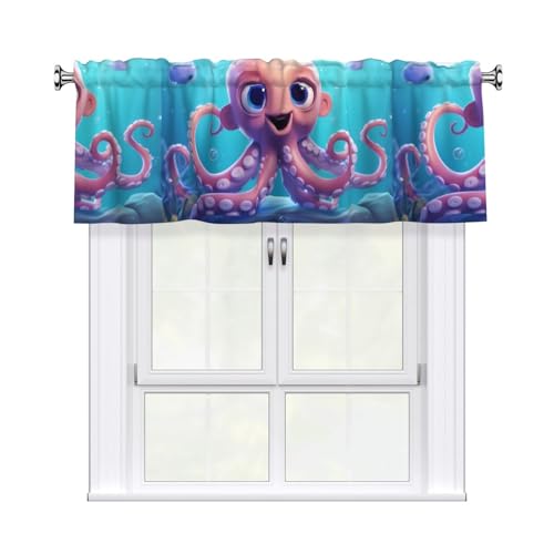 WHJSSF Niedlicher Cartoon-Oktopus-Druck Vorhang mit kurzer Stange, 137,2 x 45,7 cm, für Küche, Bad, Waschküche und Studio-Fenster, mit Lichtfilterung WHJSSF Niedlicher Cartoon-Oktopus-Druck Vorhang mit kurzer Stange, 137,2 x 45,7 cm, für Küche, Bad, Waschküche und Studio-Fenster, mit Lichtfilterung von WHJSSF