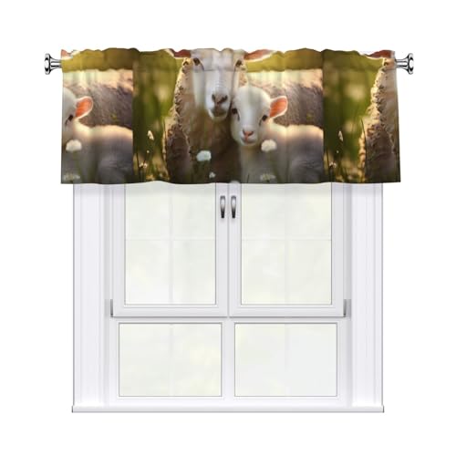 WHJSSF Niedliches Schaf mit Mutter, bedruckter Vorhang mit kurzer Stange, 137,2 x 45,7 cm, für Küche, Bad, Waschküche und Studio-Fenster, mit Lichtfilterung WHJSSF Niedliches Schaf mit Mutter, bedruckter Vorhang mit kurzer Stange, 137,2 x 45,7 cm, für Küche, Bad, Waschküche und Studio-Fenster, mit Lichtfilterung von WHJSSF