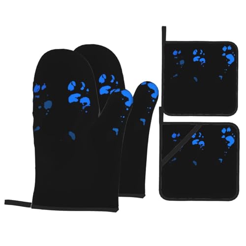 WHJSSF Ofenhandschuhe und Topflappen, fluoreszierende Fußabdrücke, 4 Stück, für Ofen, Mikrowelle und Grillen im Freien WHJSSF Ofenhandschuhe und Topflappen, fluoreszierende Fußabdrücke, 4 Stück, für Ofen, Mikrowelle und Grillen im Freien von WHJSSF