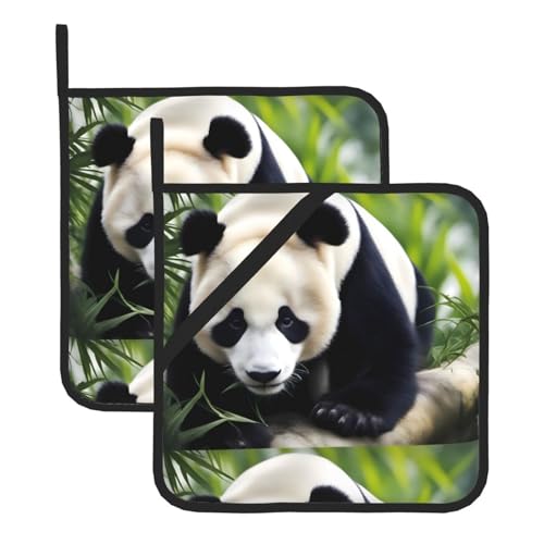 WHJSSF Panda Animal Prints Quadratische isolierte Topfmatte, 2-teilig, dick, langlebig, für Wärmeisolierung für Mikrowelle, Backofen und Grillen im Freien WHJSSF Panda Animal Prints Quadratische isolierte Topfmatte, 2-teilig, dick, langlebig, für Wärmeisolierung für Mikrowelle, Backofen und Grillen im Freien von WHJSSF