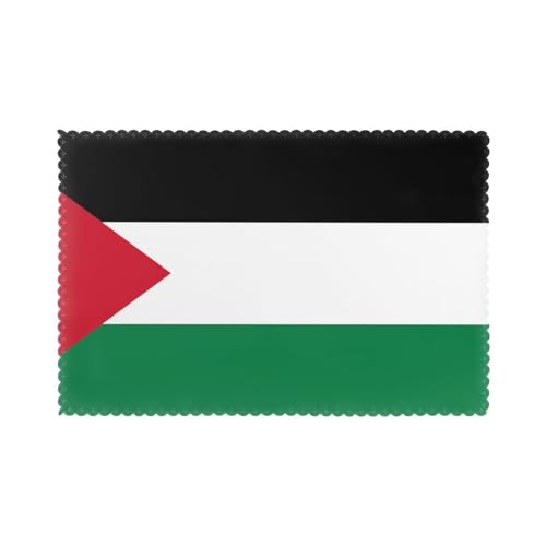 WHJSSF Platzsets mit Flagge des Staates Palästina Muster für Esstisch, 6 Stück, dickes und stabiles Design für hervorragende Verschleißfestigkeit, gute Faltenbeständigkeit WHJSSF Platzsets mit Flagge des Staates Palästina Muster für Esstisch, 6 Stück, dickes und stabiles Design für hervorragende Verschleißfestigkeit, gute Faltenbeständigkeit von WHJSSF