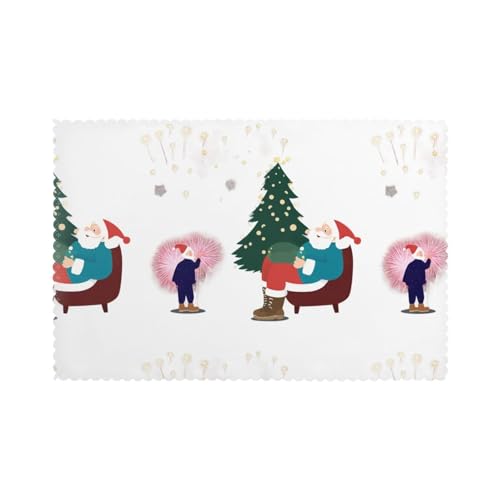 WHJSSF Platzsets mit Weihnachtsmann-Motiv für den Esstisch, 6 Stück, für Hotels, Häuser und Bankette als dekorative Tischdekoration, schön und langlebig von WHJSSF