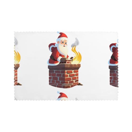 WHJSSF Platzsets mit Weihnachtsmann im Schornstein-Druck, für Esstisch, 6 Stück, für Hotels, Häuser und Bankette als dekorative Tischdekoration, schön langlebig WHJSSF Platzsets mit Weihnachtsmann im Schornstein-Druck, für Esstisch, 6 Stück, für Hotels, Häuser und Bankette als dekorative Tischdekoration, schön langlebig von WHJSSF