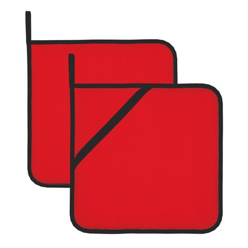 WHJSSF Quadratische Isolier-Topfmatte, einfarbig, rot, 2 Stück, dick und langlebig, mit Umhängeband, für Mikrowelle, Backofen, Grillen im Freien WHJSSF Quadratische Isolier-Topfmatte, einfarbig, rot, 2 Stück, dick und langlebig, mit Umhängeband, für Mikrowelle, Backofen, Grillen im Freien von WHJSSF