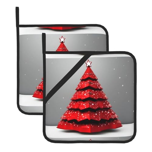 WHJSSF Quadratische Isolier-Topfmatte mit Weihnachtsbaum-Aufdruck, 2 Stück, dick und langlebig, mit Umhängeband, für Mikrowelle, Backofen, Grillen im Freien WHJSSF Quadratische Isolier-Topfmatte mit Weihnachtsbaum-Aufdruck, 2 Stück, dick und langlebig, mit Umhängeband, für Mikrowelle, Backofen, Grillen im Freien von WHJSSF