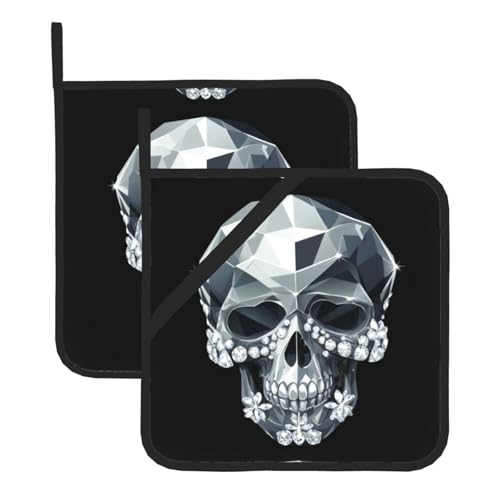 WHJSSF Quadratische Isoliermatte mit Totenkopf-Motiv, 2 Stück, dick und langlebig, mit Umhängeband, für Mikrowelle, Backofen, Grillen im Freien WHJSSF Quadratische Isoliermatte mit Totenkopf-Motiv, 2 Stück, dick und langlebig, mit Umhängeband, für Mikrowelle, Backofen, Grillen im Freien von WHJSSF