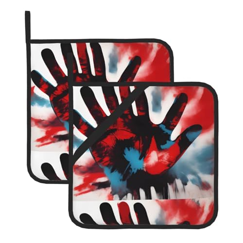 WHJSSF Quadratische isolierte Topfmatte mit Handabdruck, 2-teilig, dick, langlebig, für Wärmeisolierung für Mikrowelle, Backofen und Grillen im Freien WHJSSF Quadratische isolierte Topfmatte mit Handabdruck, 2-teilig, dick, langlebig, für Wärmeisolierung für Mikrowelle, Backofen und Grillen im Freien von WHJSSF