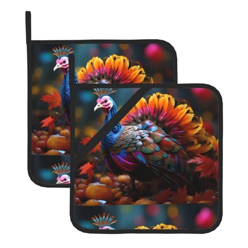 WHJSSF Quadratische isolierte Topfmatte mit türkischen Motiven, 2-teilig, dick, langlebig, für Wärmeisolierung für Mikrowelle, Backofen und Grillen im Freien von WHJSSF