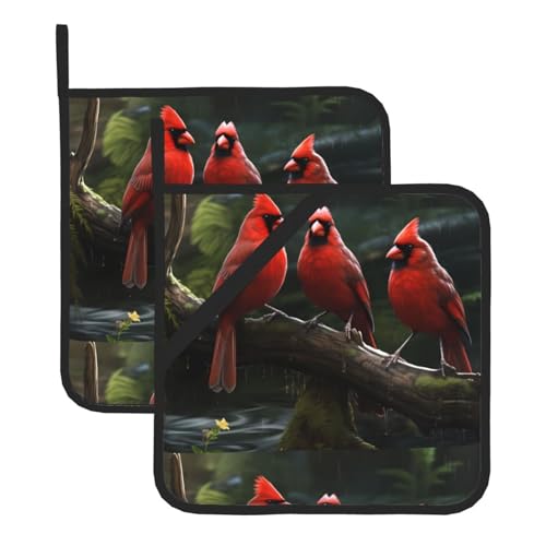 WHJSSF Red Birds Fauna Wild Prints Quadratische isolierte Topfmatte 2-teilig dick langlebig für Wärmeisolierung für Mikrowelle, Backofen und Grillen im Freien WHJSSF Red Birds Fauna Wild Prints Quadratische isolierte Topfmatte 2-teilig dick langlebig für Wärmeisolierung für Mikrowelle, Backofen und Grillen im Freien von WHJSSF