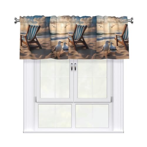 WHJSSF Schöner blauer Himmel und Meer, bedruckter Vorhang mit kurzer Stange, 137,2 x 45,7 cm, für Küche, Bad, Waschküche und Studio-Fenster, mit Lichtfilterung WHJSSF Schöner blauer Himmel und Meer, bedruckter Vorhang mit kurzer Stange, 137,2 x 45,7 cm, für Küche, Bad, Waschküche und Studio-Fenster, mit Lichtfilterung von WHJSSF