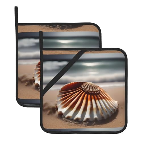 WHJSSF Strand-Muschel-Sanddrucke, quadratisch, isoliert, Topfmatte, 2 Stück, dick und langlebig, mit Umhängeband, für Mikrowelle, Backofen, Grillen im Freien WHJSSF Strand-Muschel-Sanddrucke, quadratisch, isoliert, Topfmatte, 2 Stück, dick und langlebig, mit Umhängeband, für Mikrowelle, Backofen, Grillen im Freien von WHJSSF