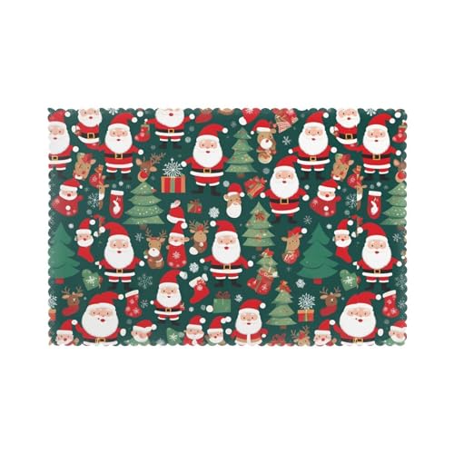 WHJSSF Tischsets mit Weihnachtsmann- und Weihnachtsbaum-Druck, für Esstisch, 6 Stück, für Hotels, Häuser und Bankette als dekorative Tischdekoration, schön und langlebig WHJSSF Tischsets mit Weihnachtsmann- und Weihnachtsbaum-Druck, für Esstisch, 6 Stück, für Hotels, Häuser und Bankette als dekorative Tischdekoration, schön und langlebig von WHJSSF