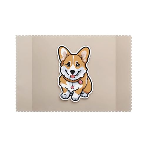 WHJSSF Tischsets mit niedlichem Corgi-Butt-Muster für Esstisch, 6 Stück, dickes und stabiles Design für hervorragende Verschleißfestigkeit, gute Faltenbeständigkeit von WHJSSF