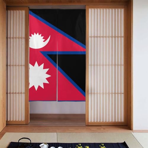WHJSSF Türvorhang mit Flagge von Nepal, bedruckt, Trennwand, Privatsphäre, geeignet für Küche, Bad, Zimmer, 86,4 x 142,2 cm WHJSSF Türvorhang mit Flagge von Nepal, bedruckt, Trennwand, Privatsphäre, geeignet für Küche, Bad, Zimmer, 86,4 x 142,2 cm von WHJSSF
