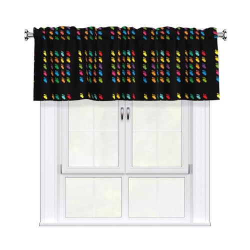 WHJSSF Vorhang mit buntem Krokodil-Fußabdruck, mit kurzer Stange, 137,2 x 45,7 cm, für Küche, Bad, Waschküche und Studio-Fenster, mit Lichtfilterung von WHJSSF
