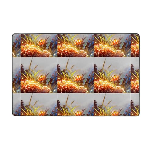 WHJWZY Carpet 152,4 x 99,1 cm – Flanell-Teppich für Wohnzimmer, Büro und mehr, Neon-Clownfisch-Bild WHJWZY Carpet 152,4 x 99,1 cm – Flanell-Teppich für Wohnzimmer, Büro und mehr, Neon-Clownfisch-Bild von WHJWZY