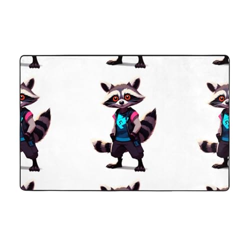 WHJWZY Carpet 152,4 x 99,1 cm – Flanell-Teppich für Wohnzimmer, Büro und mehr, Neon-Waschbär-Hack-Bild WHJWZY Carpet 152,4 x 99,1 cm – Flanell-Teppich für Wohnzimmer, Büro und mehr, Neon-Waschbär-Hack-Bild von WHJWZY
