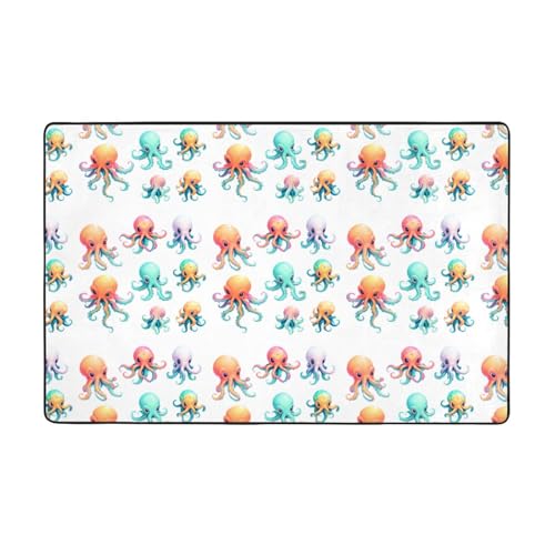 WHJWZY Carpet 152,4 x 99,1 cm – Flanell-Teppich für Wohnzimmer, Büro und mehr, flüssiges Oktopus-Bild von WHJWZY