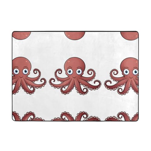 WHJWZY Carpet 203,2 x 147,3 cm – Flanell-Teppich für Wohnzimmer, Büro und mehr, großäugiges Oktopus-Bild WHJWZY Carpet 203,2 x 147,3 cm – Flanell-Teppich für Wohnzimmer, Büro und mehr, großäugiges Oktopus-Bild von WHJWZY