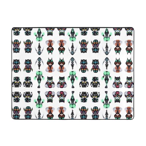 WHJWZY Carpet Flanell-Teppich für Wohnzimmer, Büro und mehr, 160 x 121,9 cm, Neon-Cyber-Bild von WHJWZY