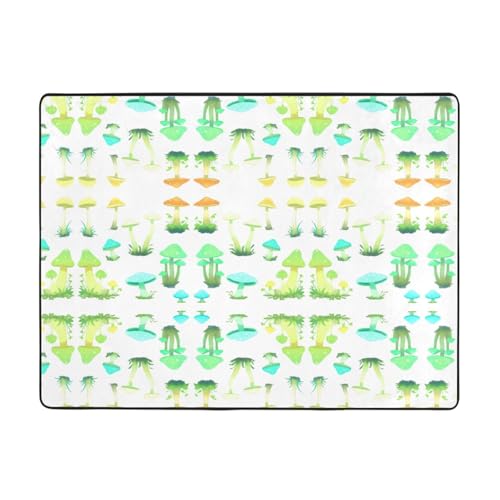 WHJWZY Carpet Flanell-Teppich für Wohnzimmer, Büro und mehr, 160 x 121,9 cm, Neon-Pilz-Bild von WHJWZY