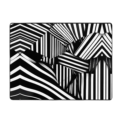 WHJWZY Carpet Flanell-Teppich für Wohnzimmer, Büro und mehr, 160 x 121,9 cm, schwarz-weißes geometrisches Linienmuster von WHJWZY