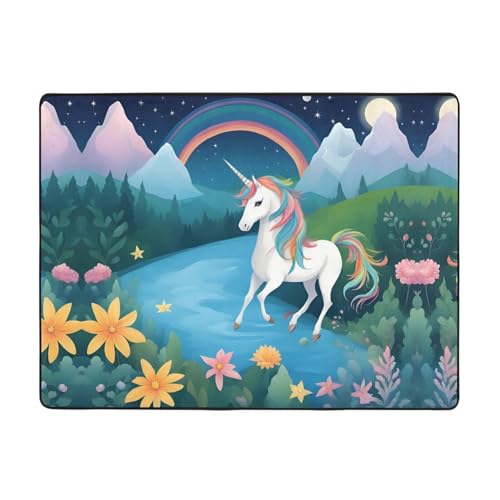 WHJWZY Carpet Flanell-Teppich für Wohnzimmer, Büro und mehr, Laufeinhörner, 160 x 121,9 cm von WHJWZY