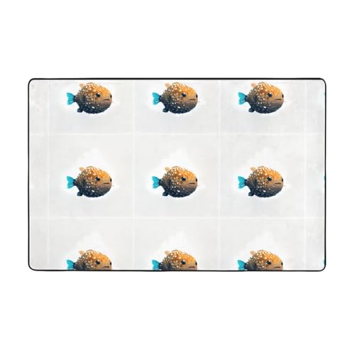 WHJWZY Carpet Flanell-Teppich für Wohnzimmer, Büro und mehr, Pixel-Kugelfisch-Bild, 152,4 x 99,1 cm WHJWZY Carpet Flanell-Teppich für Wohnzimmer, Büro und mehr, Pixel-Kugelfisch-Bild, 152,4 x 99,1 cm von WHJWZY