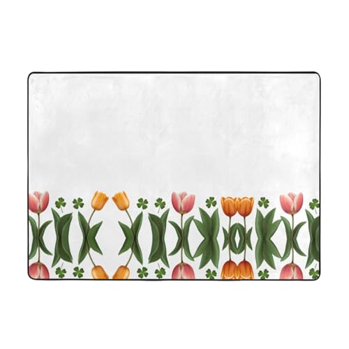 WHJWZY Carpet Flanell-Teppich für Wohnzimmer, Büro und mehr, Tulpen-Trifolium-Bild WHJWZY Carpet Flanell-Teppich für Wohnzimmer, Büro und mehr, Tulpen-Trifolium-Bild von WHJWZY
