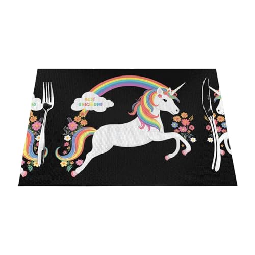 WHJWZY Gewebtes Tischset, 45,7 x 30,5 cm, hitzebeständig, rutschfest, waschbar, Einhörner über das Regenbogenmuster WHJWZY Gewebtes Tischset, 45,7 x 30,5 cm, hitzebeständig, rutschfest, waschbar, Einhörner über das Regenbogenmuster von WHJWZY