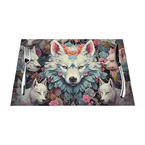 WHJWZY Gewebtes Tischset, 45,7 x 30,5 cm, hitzebeständig, rutschfest, waschbar, Fuchs-Packmuster von WHJWZY